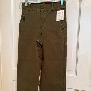 NWT Spanx Women's Stretch Twill Pull-On Wide Leg Crop Pant Size XS Petite Olive